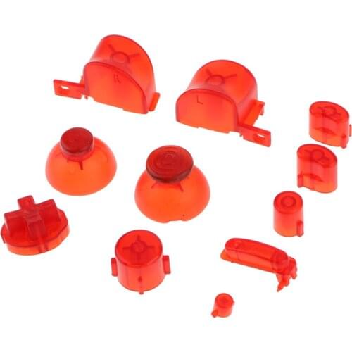 Grip ABXYZ Button Mod Set +Thumbsticks Chrome D-pad for Nintendo NGC Gamepad - Transparent Red