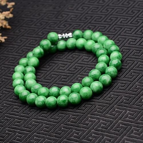 Natural Emerald Green Jade Beads 10mm Necklace Jewellery Fashion Accessories DIY Hand-Carved Man Woman Amulet LUCK Gifts