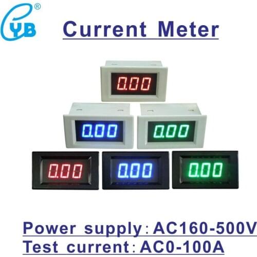 LED Digital AC Ammeter Current Panel Meter Ampere Meter Ammeter AC 100A Supply Voltage AC 160-500V Amperemeter Amp Panel Tester