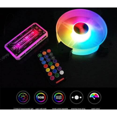 COOLMOON 120mm Chassis RGB Cooling Fan PC Desktop Case Gorgeous Lighting Quiet Radiator Heatsink Cooler With remote control