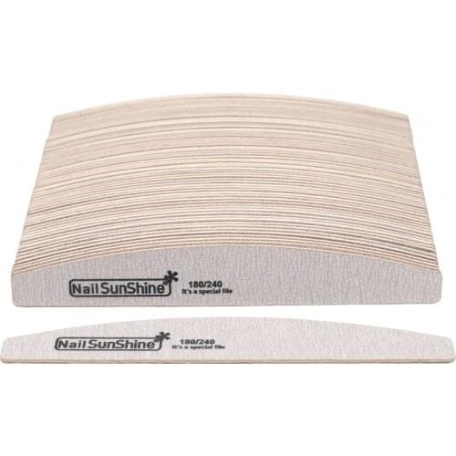 100Pcs/lot Wood Nail File Wooden Sanding Buffer Block 180/240 Sandpaper emery Grey Boat Buffing Thick Washable manicure Files