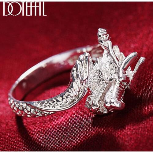 DOTEFFIL 925 Sterling Silver Opening Classic Man Faucet Ring For Women Fashion Wedding Engagement Party Gift Charm Jewelry