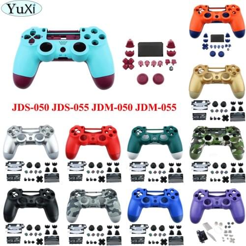 YuXi Game Controller Full Housing Case Shell Buttons Replacement Set For PS4 JDS-055 JDM-050 JDM-055 Mod Kit DIY Repair Cover