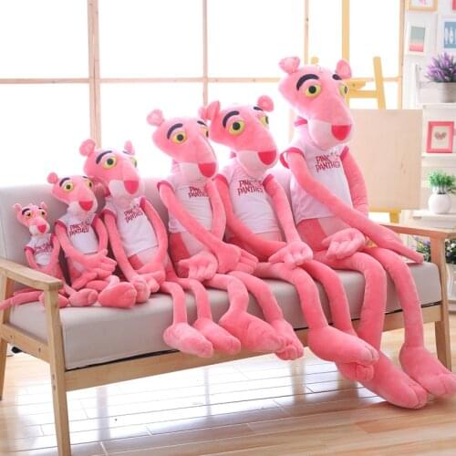 Hot Sale Pink Leopard Plush Toy Dressed in Pink Naughty Leopard Long Leg Doll Stuffed Toys for Creative Gift