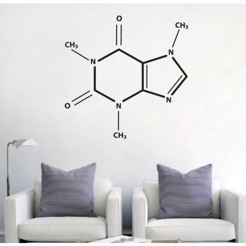 Caffeine Molecule Periodic Table Elements Vinyl Wall Decal Learing Wall Art Sticker Chemistry School Class Room Decoration