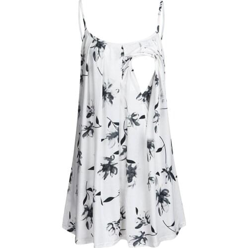 Pregnant Nursing Tees Pregnant Women Maternity Nursing Tank Tops Sleeveless Breastfeeding Straps Ruffles Print Floral Tops 2020