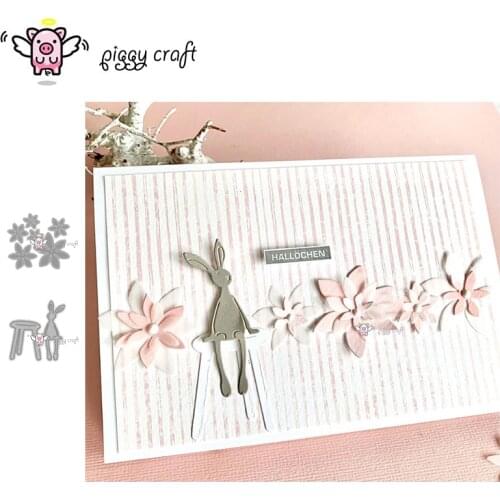 Piggy Craft metal cutting dies cut die mold Flower Rabbit Bench Scrapbook paper craft knife mould blade punch stencils dies