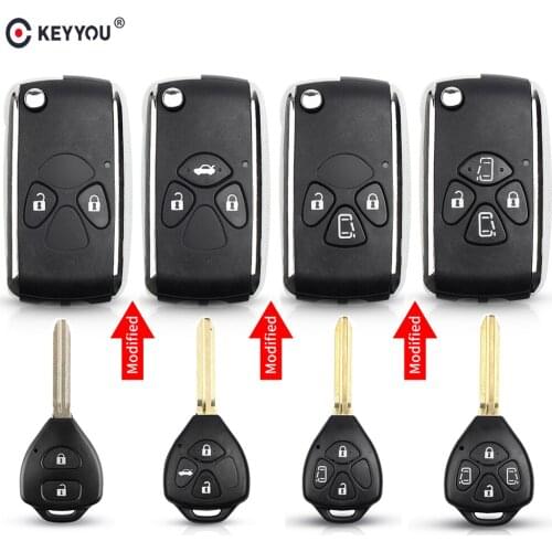 KEYYOU 10x Modified Remote Car Key Case Shell FOB For Toyota Venza 2007-2012 Camry REIZ Yaris Tarago Corolla RAV4 Crown Prado