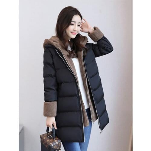 Fashion Down Cotton Coat Female Winter Clothing 2018 New Slim Long Hooded Liner Thick Cotton Jacket Long Sleeve Womens Clothing