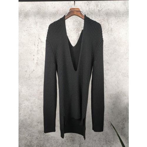 Fashion Ladies 2021 New Long Sleeve Sexy Casual Solid Color Knitted V-Neck Top 1105