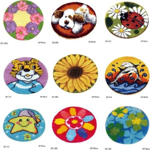 Cartoon DIY Latch Hook Rug Kit 3D Segment Embroidery Cushion Coarse Wool Cross Stitch Carpet Set Crafts