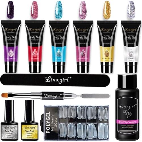 15ml Acrylic Gel Kit Poly UV Gel For Nails Extension Gel With Nail Tips UV Lamp Quick Dry Acrylic Builder Gel For Manicure Set