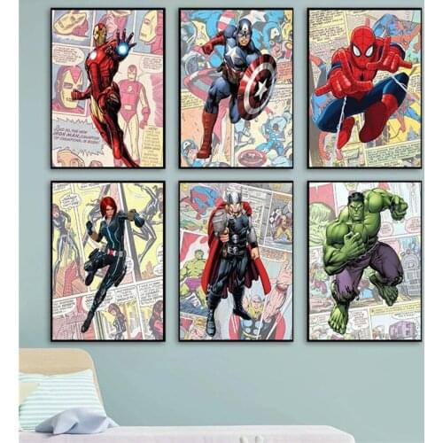 Marvel Movie 5D DIY Diamond Embroidery Captain America Iron Man Diamond Painting Diamond Inlaid Cross Stitch Kits Room Decor