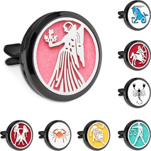 New Arrival Constellations Black 30mm Magnet Open Essential Oil Car Vent Clip Perfume Diffuser Locket Free 10 Pads
