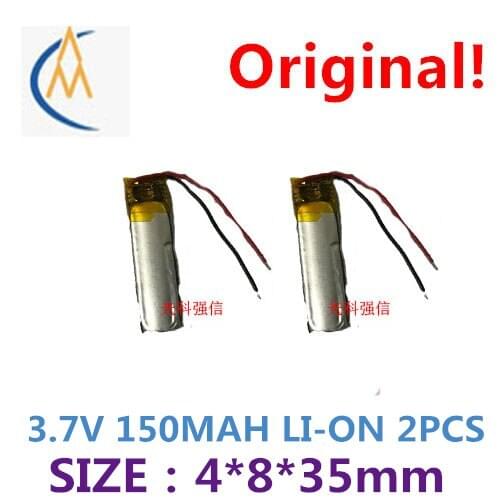 2PCS New sufficient capacity polymer li-ion battery 3.7 V 040835 150 mah MP3 bluetooth headset 3 d glasses article LED lights