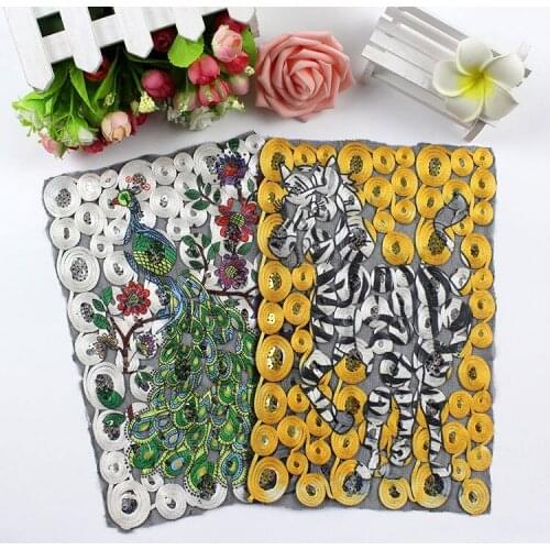 Peacook zebra 2pcs applique patches vintage embroidered badge fabric patch Fashion clothing decoration accessories patch