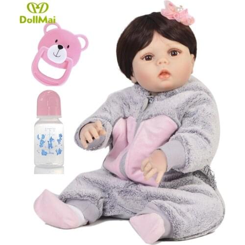 DollMai 23'' 57 cm Lifelike bebe Reborn Girl Doll Full Silicone Body Cosplay Elephant Baby Doll Toy For Kids Christmas Gifts