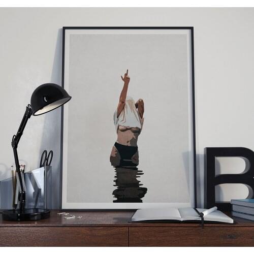 Sexy Middle Finger Feminist Canvas Painting Minimalist Wall Art Swearing Gift Vintage Wall Art Pictures Modern Living Room Decor