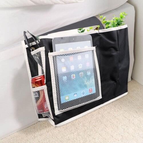 Bedroom Storage Mesh Caddy Bag Book Remote Control Storage Bedside Storage bag 6 Pockets Oxford Fabric Hanging Bag Organizer