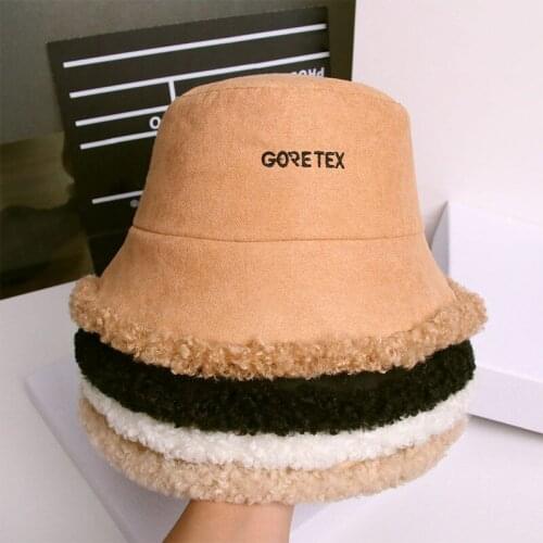 Retro wool hat basin cap Bucket Hat Embroidery Caps Womens fashion Solid color rabbit fur hat bucket cap fishermans hat