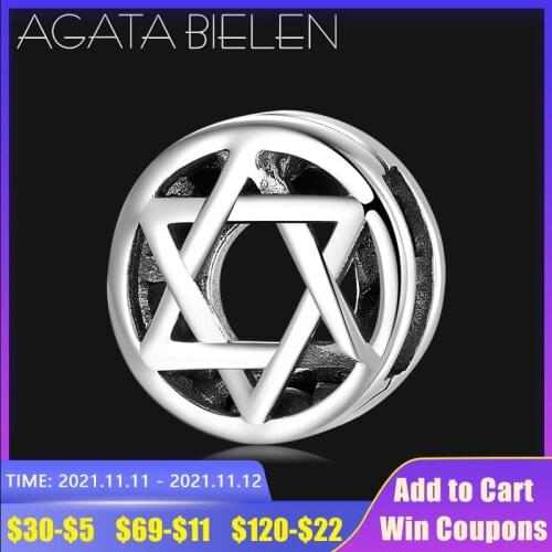 Hexagon star pattern Clips Bead fine Jewelry making Fit Original Reflection Charms DIY Bracelet Round hollow 925 Sterling Silver