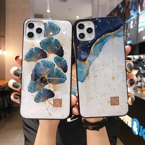 Chic Marble Gold Foil Phone Cases for iPhone 12 11 Pro Max XR X 8 7 6 Plus Glitter Soft Silicone Cover for iPhone XS Max SE 2020