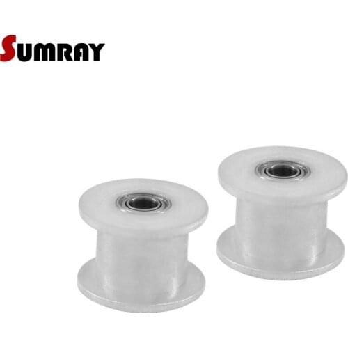 SUMRAY MXL Idler Timing Pulley 16T Without Teeth Pulley Wheel 3mm bore Passive Timing Pulley 7/11mm With Bearing 2PCS