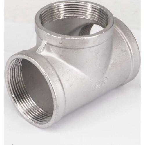 2" BSP Equal Female Tee Thread 3 Way 304 Stainless Steel Pipe Fitting Connector Coupling for water air gas
