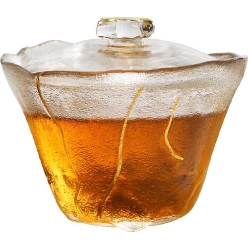 Plum Blossom boutique glass inlaid with gold heat-resistant cup Chinese flavor tea bowl features tea cups home leisure cups