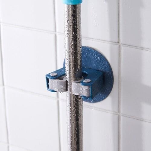 Kitchen Bathroom Storage Rack Mop Clip Broom Fixed Rack Free Punch Durable Brush Broom Hanger For Home Storage Hanger DJA88