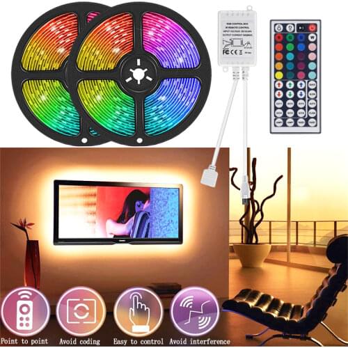 LED Strip Light 2835 44 Key IR Remote Control Flexible Ribbon RGB TV BackLight DIY Room Lights Decor Bedroom Decoration DC 12V