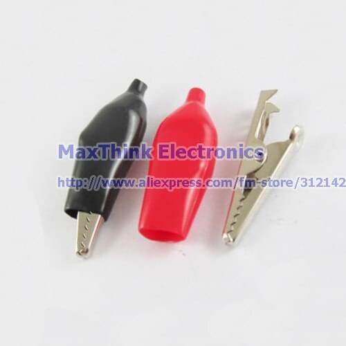 Battery Clamp Test Probe Alligator Clip W/Boot Large Size 45mm Black & Red ,50pcs , Free Shipping