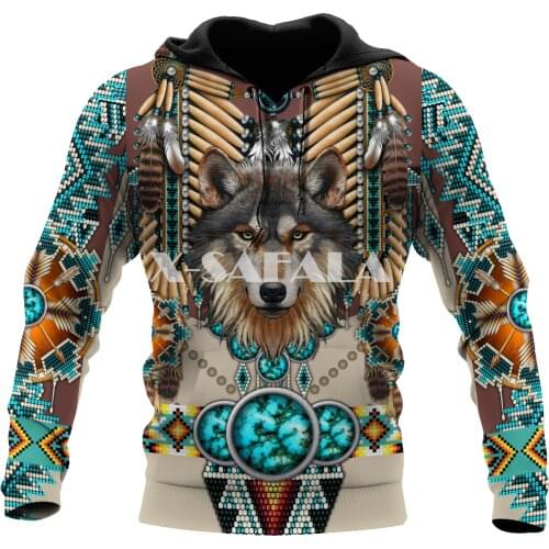 Native Indian Wolf Animal 3D All Over Print XS-7XL Hoodie Man Women Harajuku Outwear Zipper Pullover Sweatshirt Casual Unisex-6