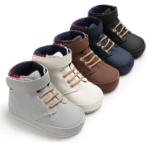 Pudcoco Toddler Baby Boy Shoes Boots Moccasin Sneakers Newborn Baby Infant Soft Sole Breathable Baby First Walker 0-18 Months