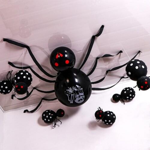 Halloween decoration black white spider balloon set DIY atmosphere layout bar haunted house Halloween theme party supplies