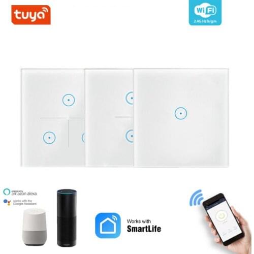 Smart Wifi Switch 10A 2.4GHz Timer Remote Control EU 1/2/3 Gang Smart Touch Switch Tuya Smart Life Works With Alexa Google Echo