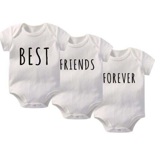 Funny Triplet Bodysuits Best Friends Forever Newborn Bodysuit Summer Cotton Jumpsuits Boys Girls Onesies Baby Shower Gifts