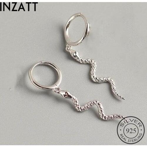 INZATT Real 925 Sterling Silver Snake Hoop Earrings For Fashion Woman Party Fine Jewelry Minimalist Accessories Punk Gift