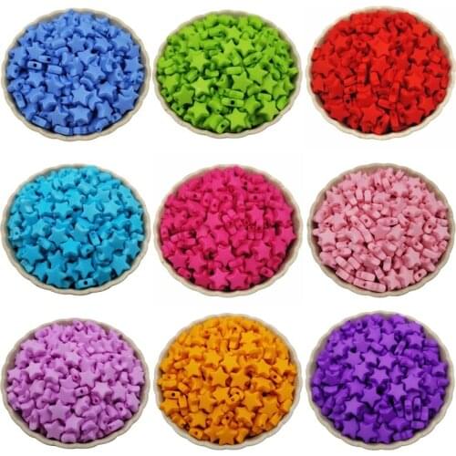 Candy Color 100PCS Star shape Findings Exquesite DIY Wholesale Loose Beads 9mm Acrylic Spacer Jewelry Accessories Beautiful