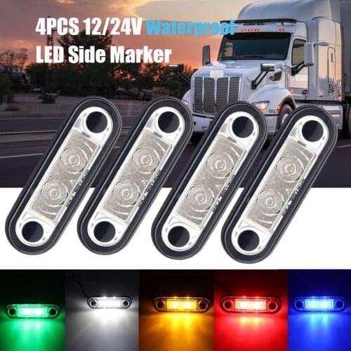 4x 12V 24V LED Side Marker Lights Clearance Rear Tail Brake Indicator Turn Signal Lamps Truck Trailer Tractor Van Bus Waterproof
