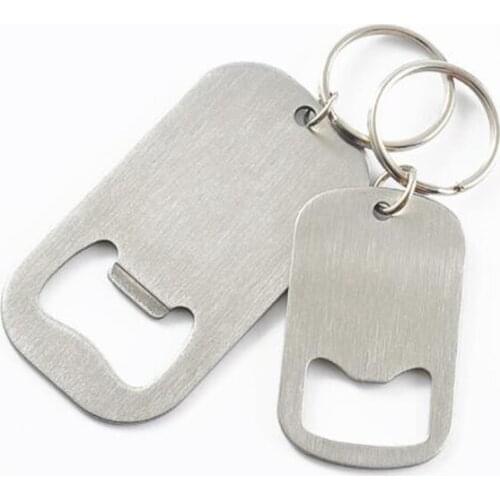 50pcs Bottle Opener Keychain Stainless Steel Beer Beverage Flat Opener with Keyring Fathers Day Gift