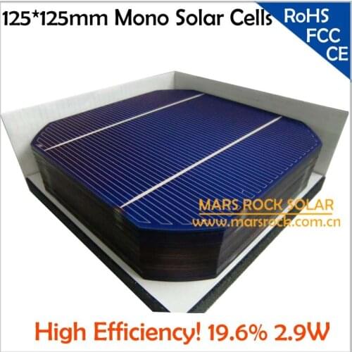 600pcs/Lot Wholesale A Grade Monocrystalline PV Solar Cell 125x125mm, High Efficiency 19%, 2.9W Each, Used for Make Solar Panel