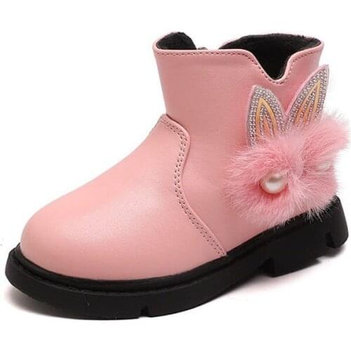 CUZULLAA Children Winter Warm Plush Lining Ankle Boots Cotton Shoes For Baby Kids Girls Princess Fashion Boots Size 21-30