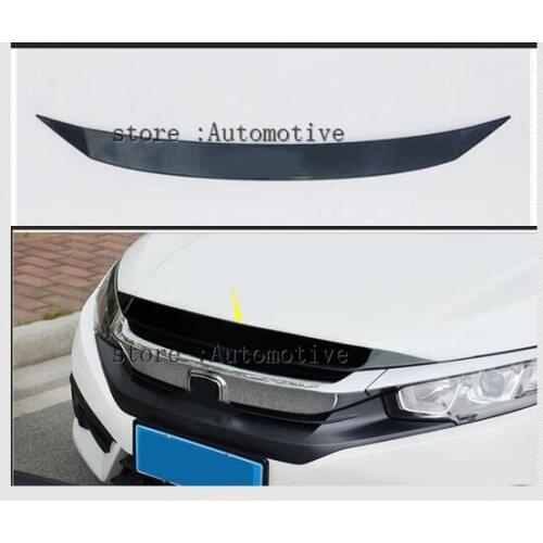 Black Fit For Honda Civic 2016 2017 Chrome Front Hood Cover Trim Grill Grille Molding Molding Garnish Styling Protector