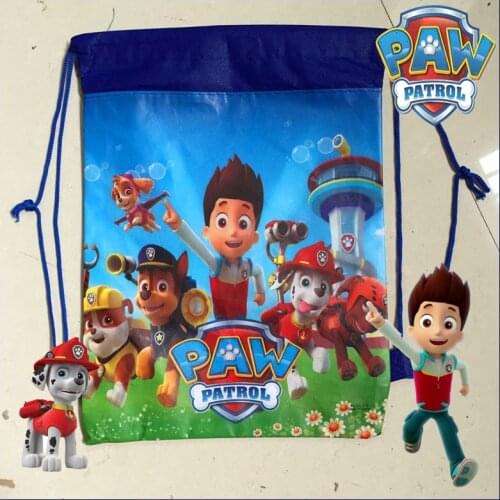 Paw Patrol Childrens Backpack Mini Anime Action Figures Cartoon Non-woven School Bag Drawstring Drawstring Pocket Storage Bags