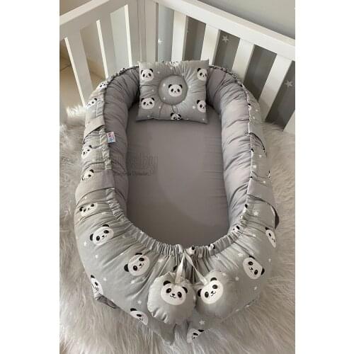 Jaju Baby Handmade, Grey Panda Design Luxury Orthopedic Babynest