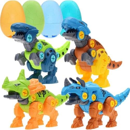 DIY Educational Dinosaur Toy Nut Disassembly And Assembly Dinosaur Easter Eggs Belt Screwdriver Tyrannosaurus Childrens Toy