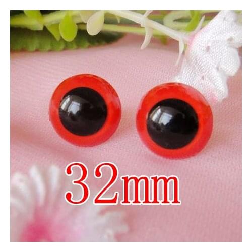 Fress ship!!!100pcs/lot 32mm red color purple toy eyes/ safety eyes with PLASTIC lock-washers/Doll toy doll eyes