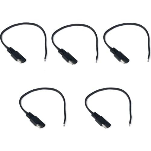 5PCS 30CM DIY SAE Power Automotive Extension Cable 18AWG 2 Pin with SAE Connector Cable Quick Disconnect