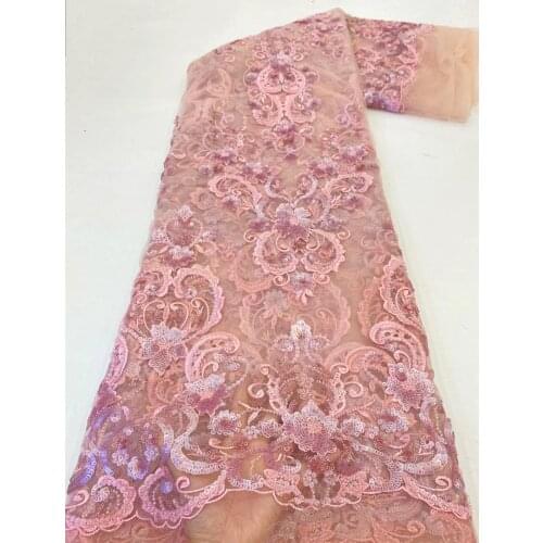 2021 Latest High-end Fashion Design French Net Beaded Embroidery Lace Fabric with Sequins Multi Colors for Sewing Party Dress
